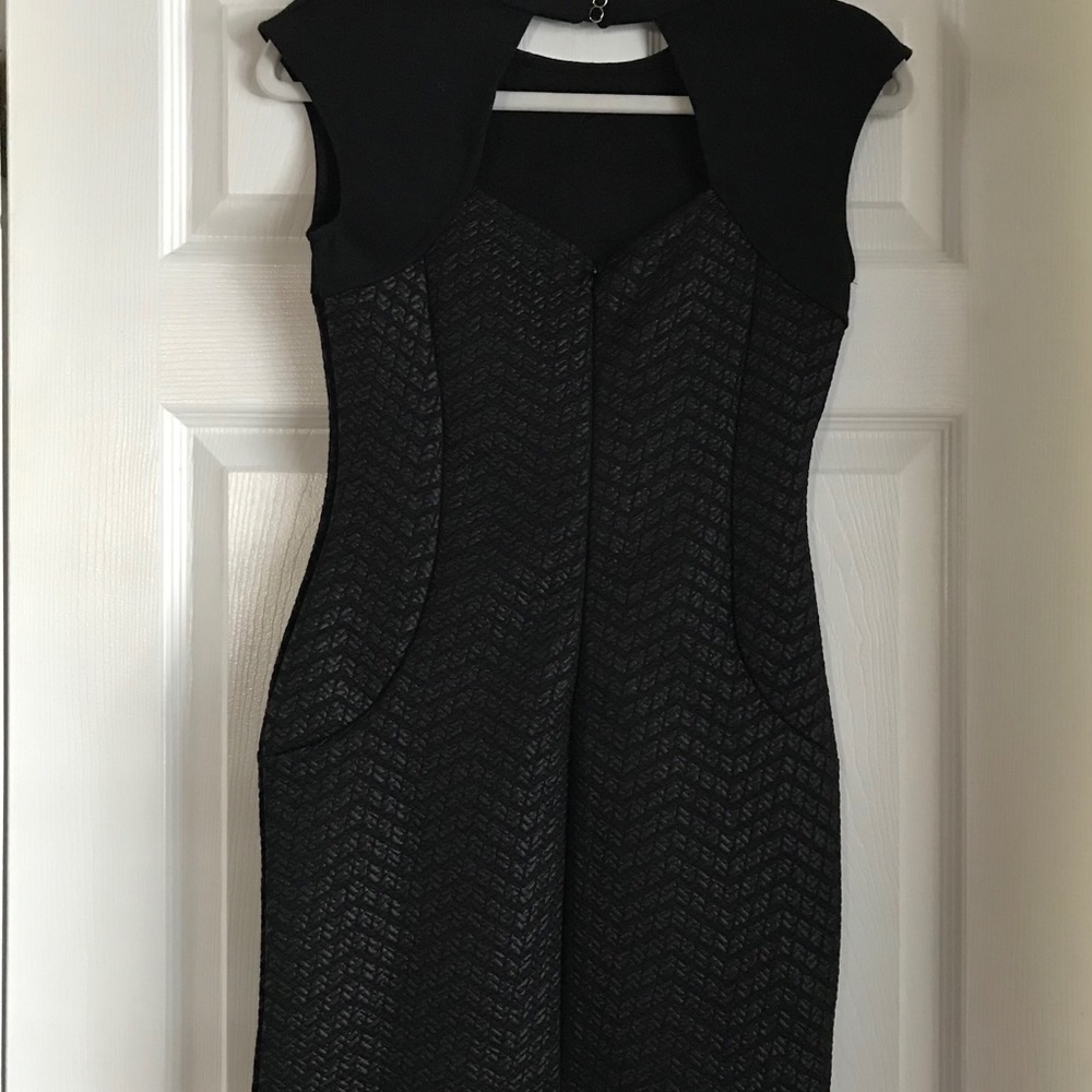 Black dress, knee length